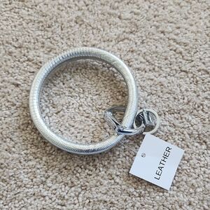 Silver Leather Bracelet